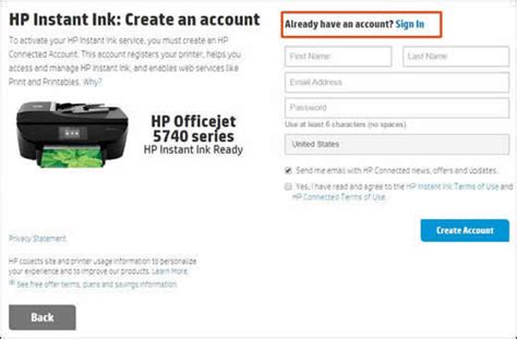 instant ink account hp
